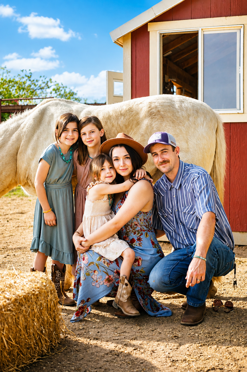 Shane with his family at their farm