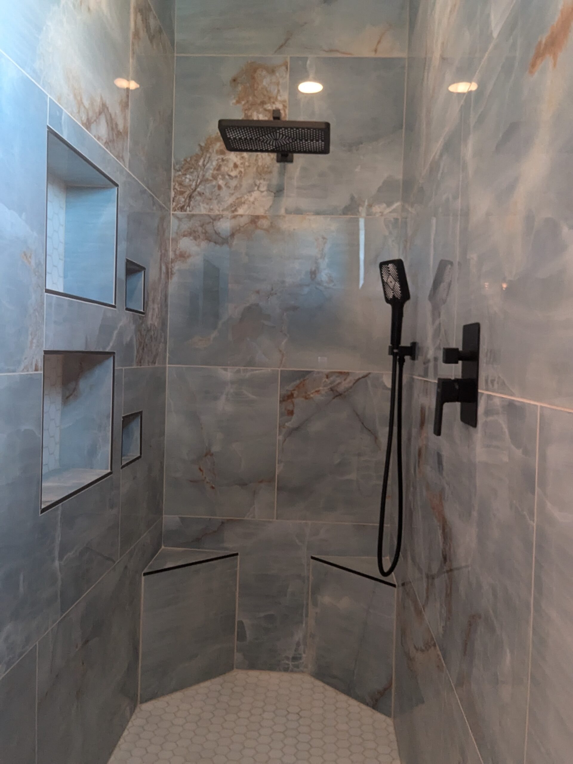 Marble shower renovation.
