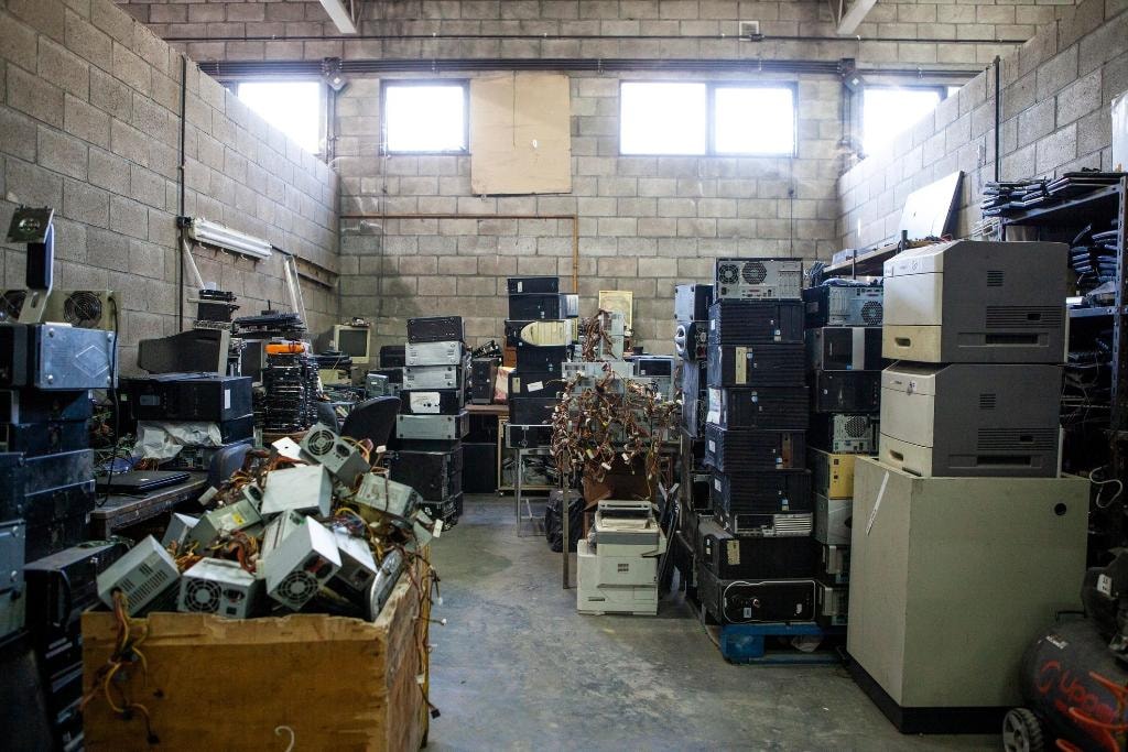 Electronics recycling warehouse ready for junk removal